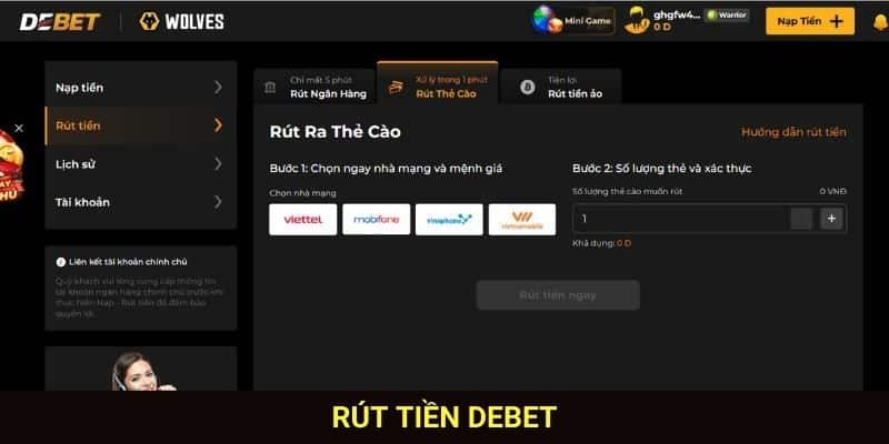 rút tiền debet